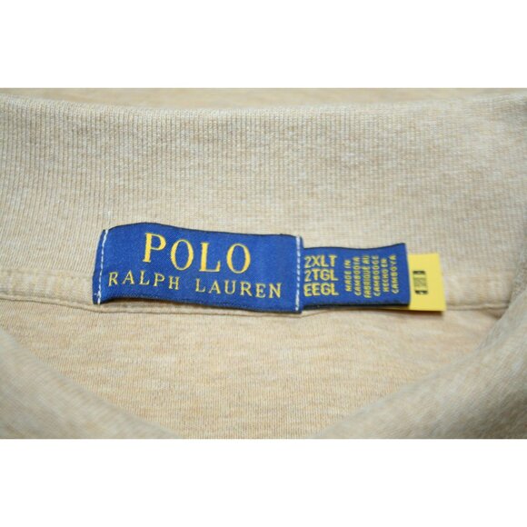 Polo Ralph Lauren Mens 2XLT Long Sleeve Polo Tan/Gold Classic Preppy Old Money - Picture 2 of 7